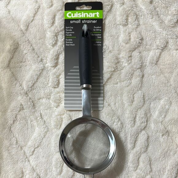 Cuisinart Small Durable Stainless Black Soft Grip Ergonomic Handle Strainer - Picture 1 of 6